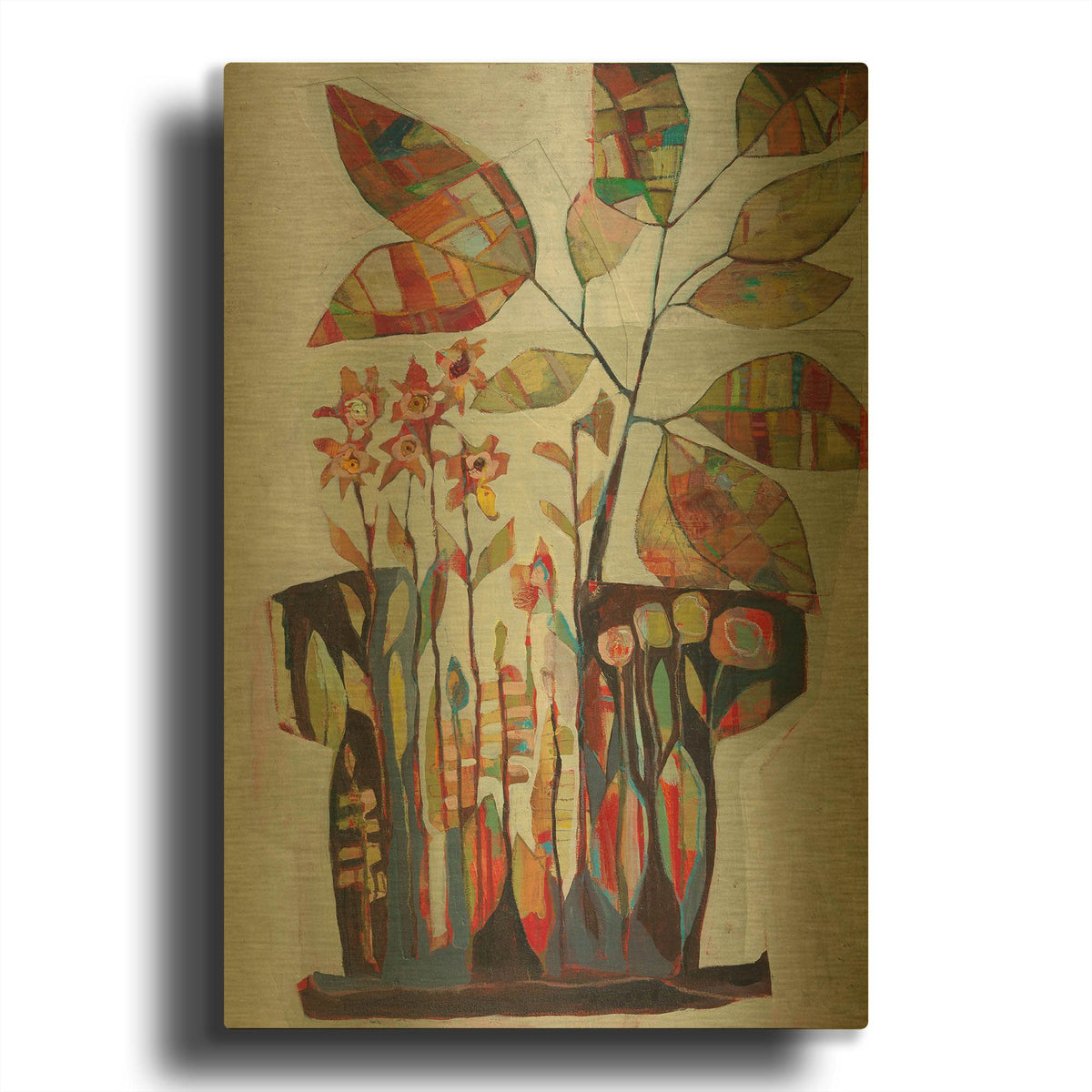'Floral 2' By Staci Marie Swider Gold Metal Wall Art
