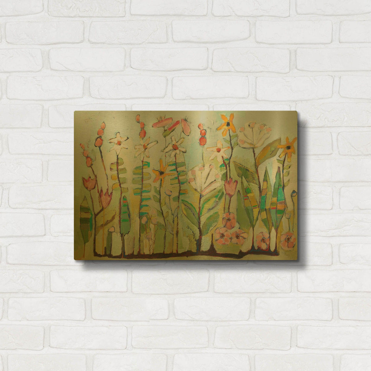 'Floral' By Staci Marie Swider Gold Metal Wall Art
