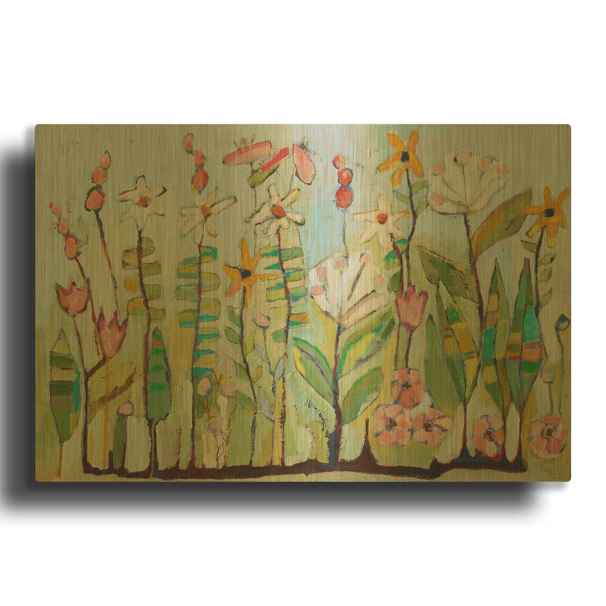 'Floral' By Staci Marie Swider Gold Metal Wall Art