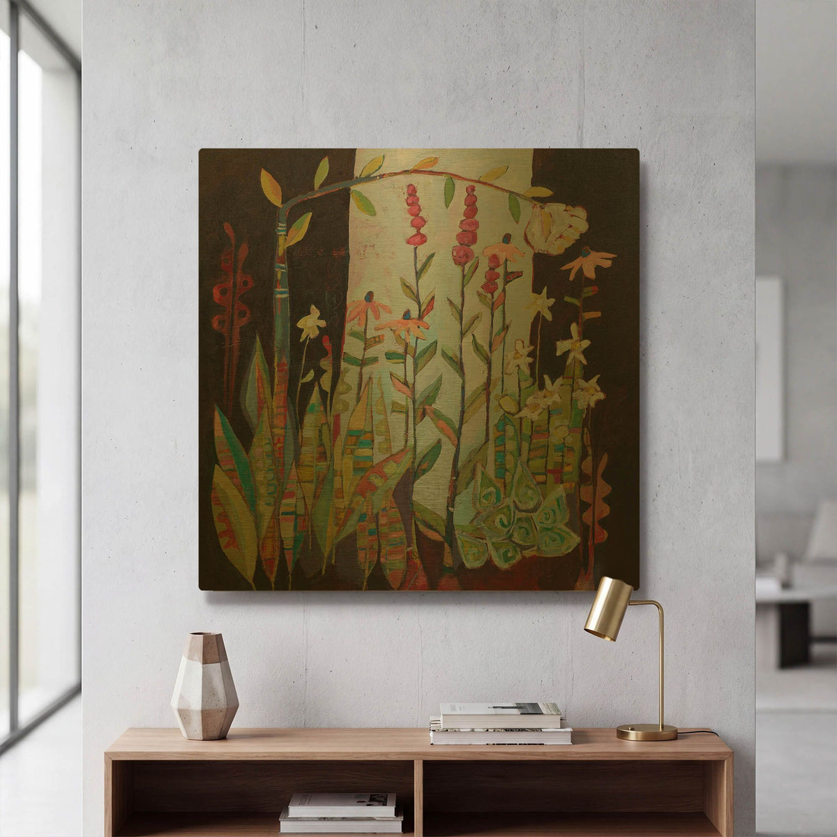 'Floral 4' By Staci Marie Swider Gold Metal Wall Art