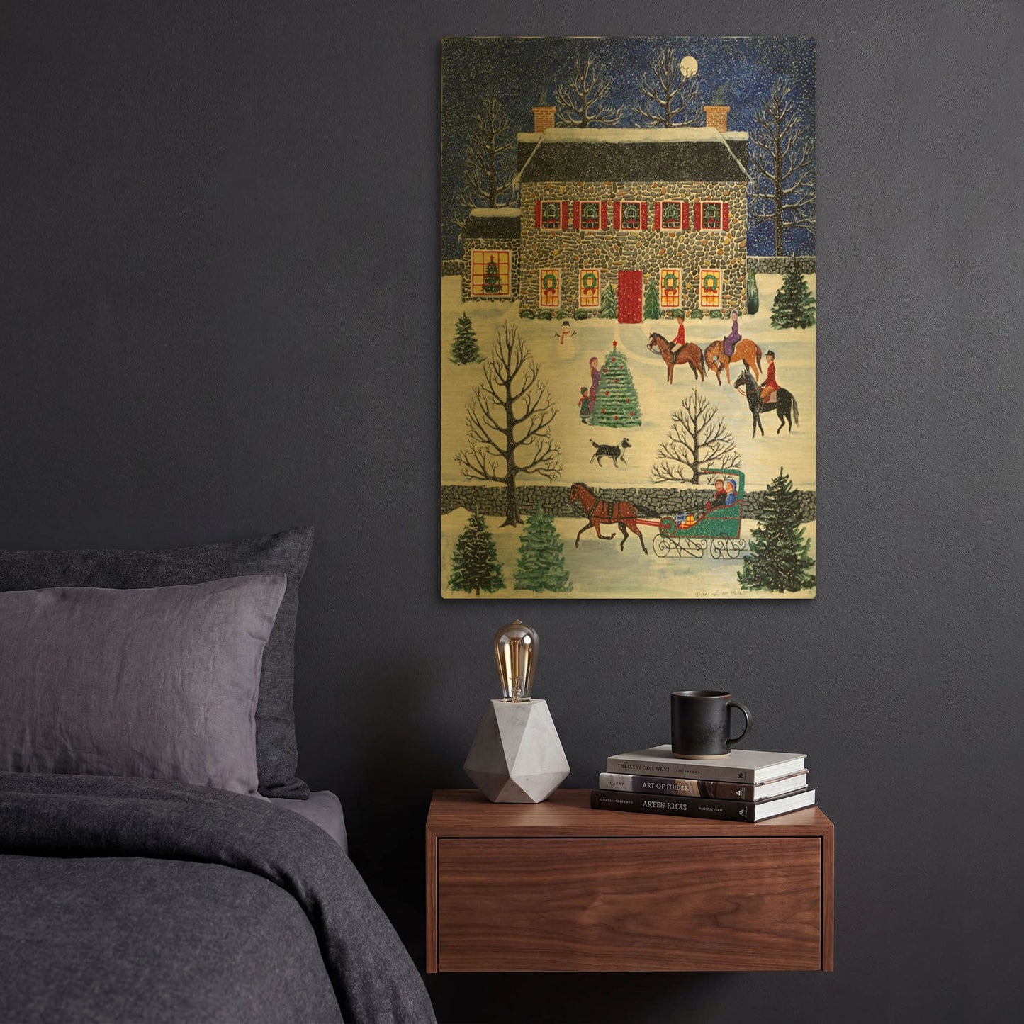 'Horseback Carolers' By Susan Henke Fine Art Gold Metal Wall Art