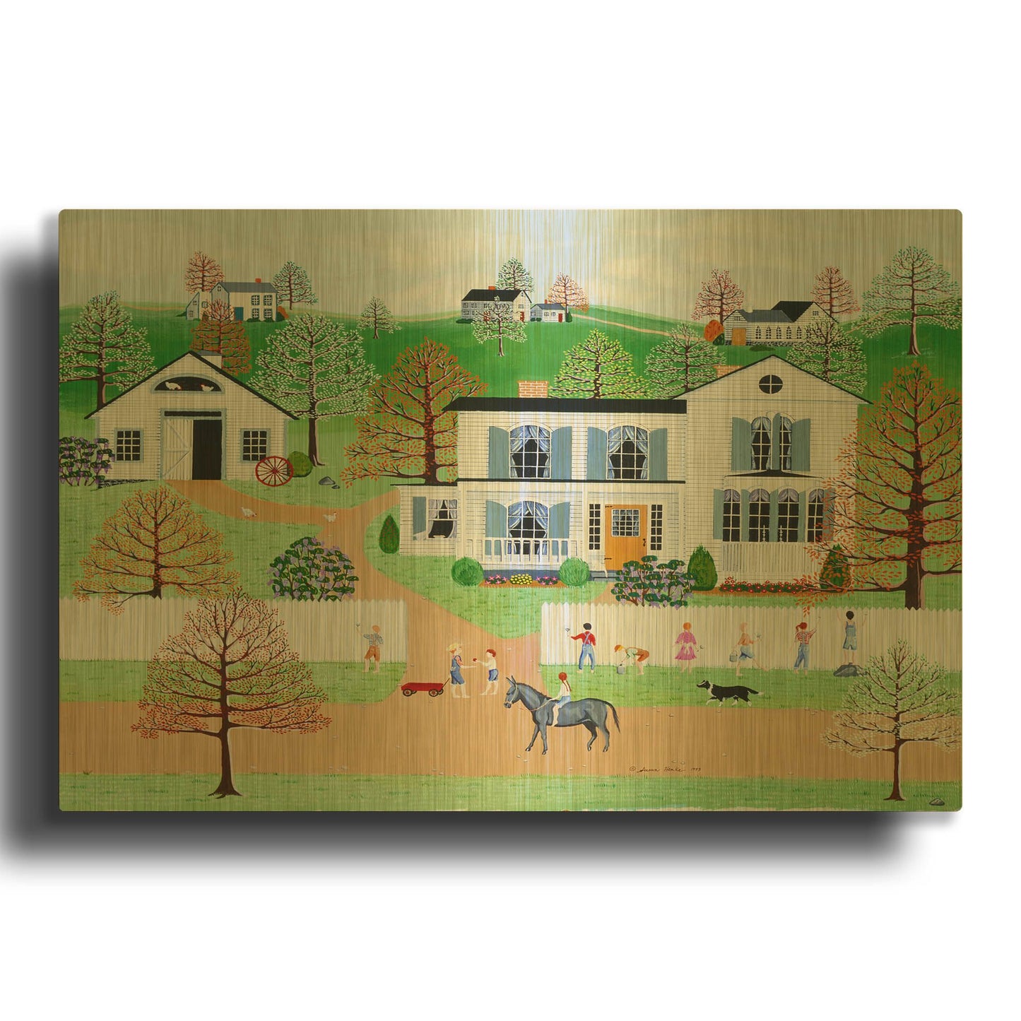 'Whitewashing the Fence' By Susan Henke Fine Art Gold Metal Wall Art