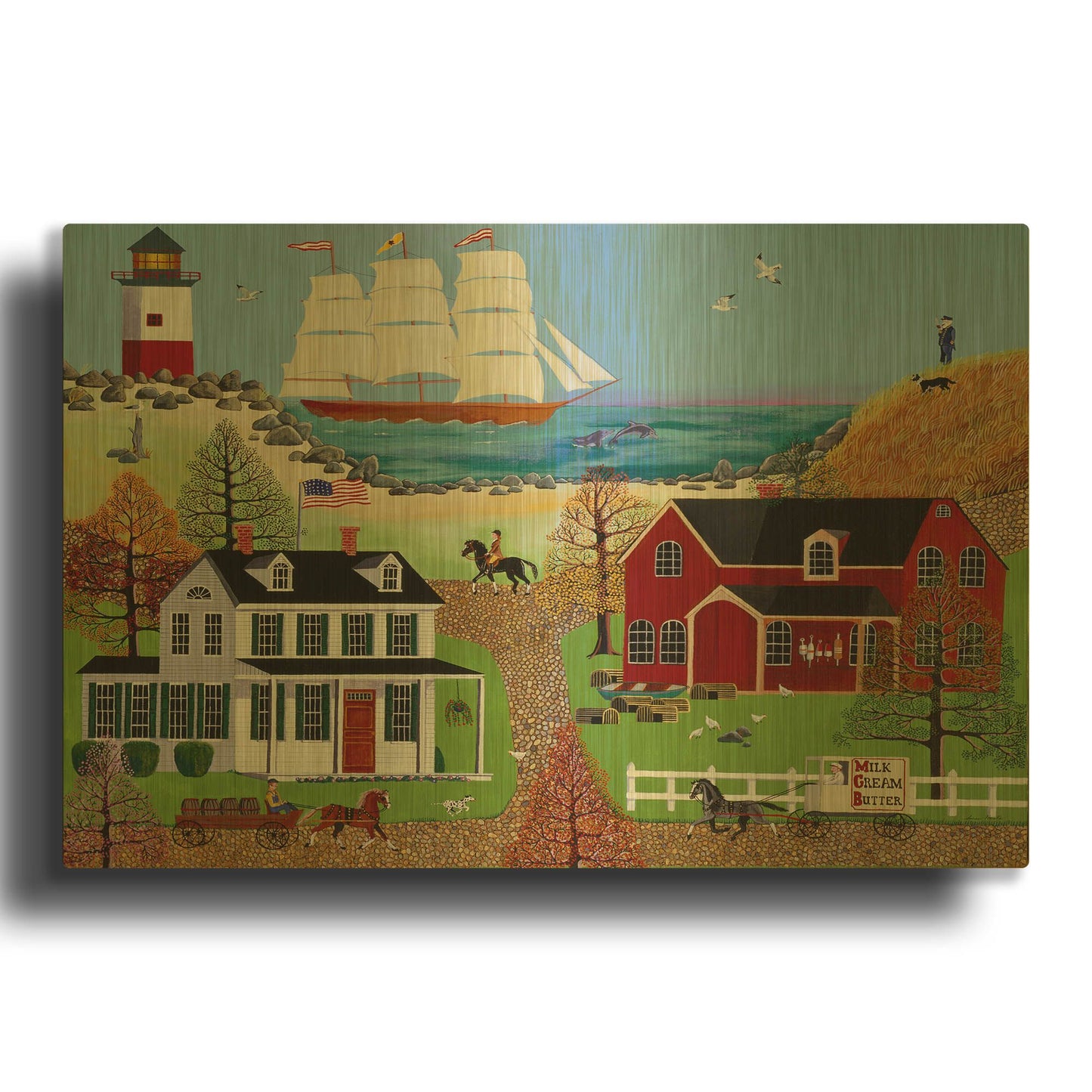 'The Old Captain And The Sea' By Susan Henke Fine Art Gold Metal Wall Art