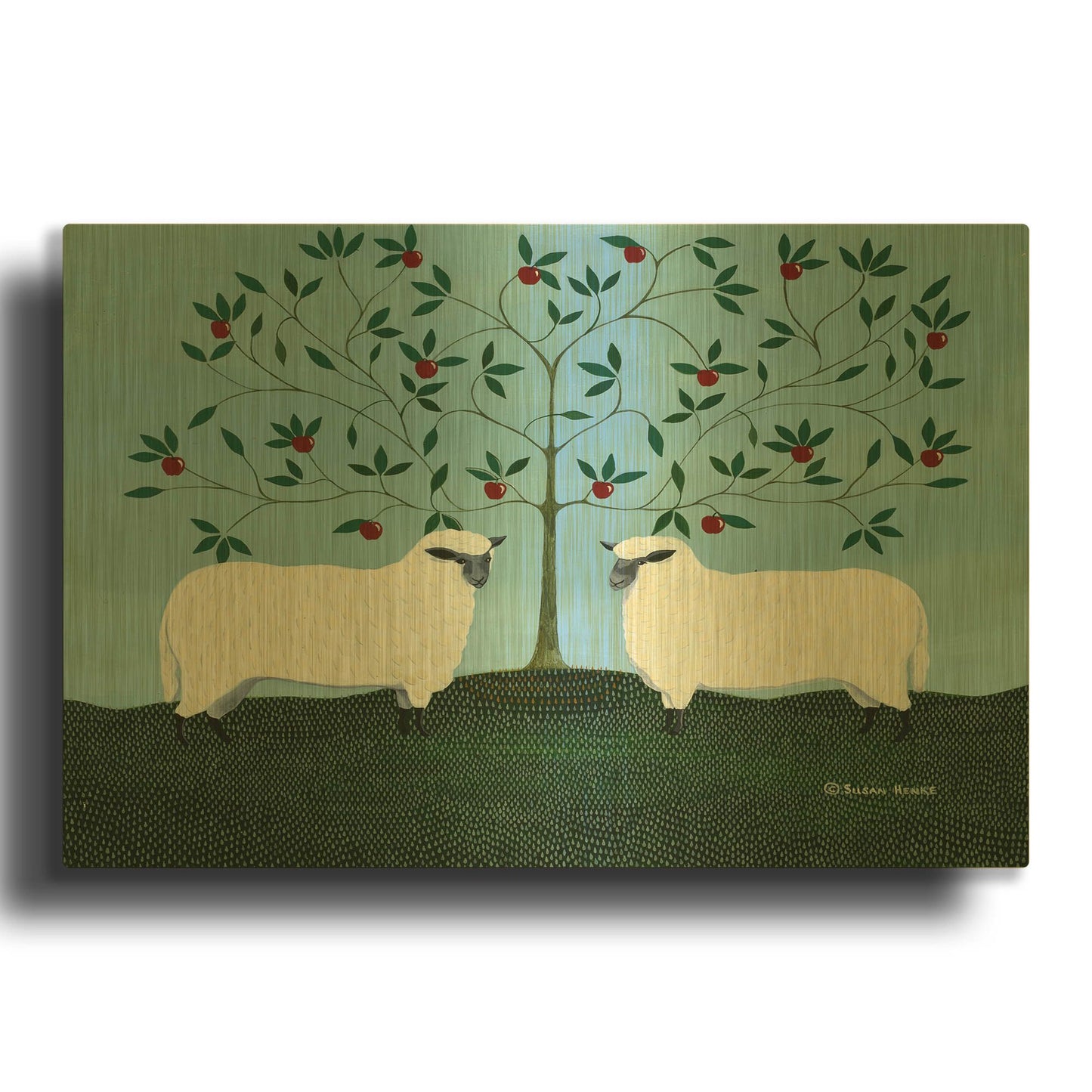 'Orchard Sheep' By Susan Henke Fine Art Gold Metal Wall Art