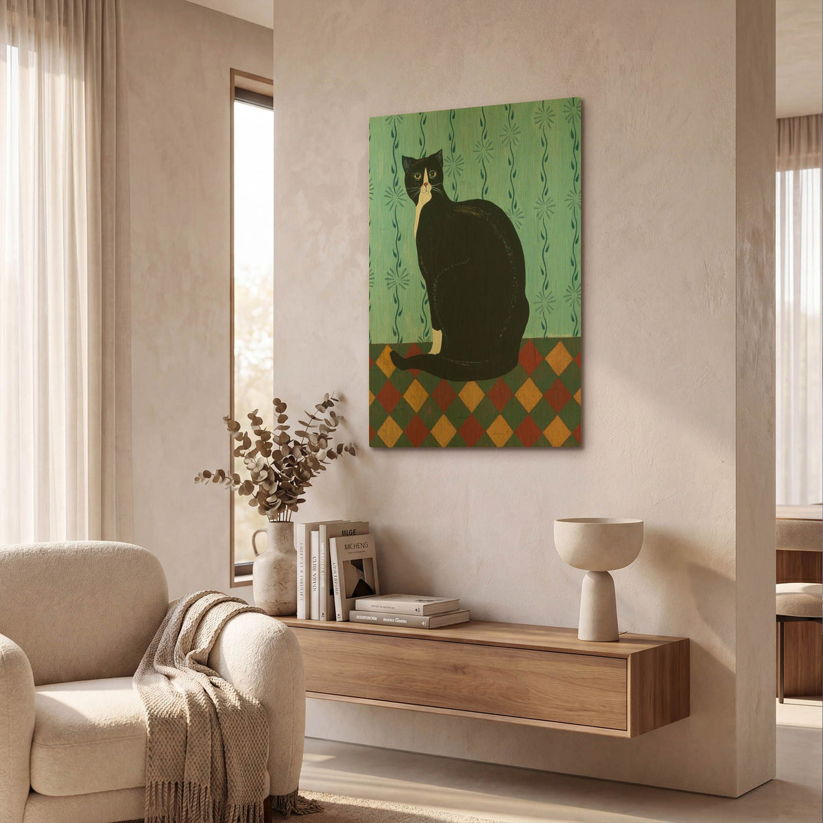 'Sleepy Housecat' By Susan Henke Fine Art Gold Metal Wall Art
