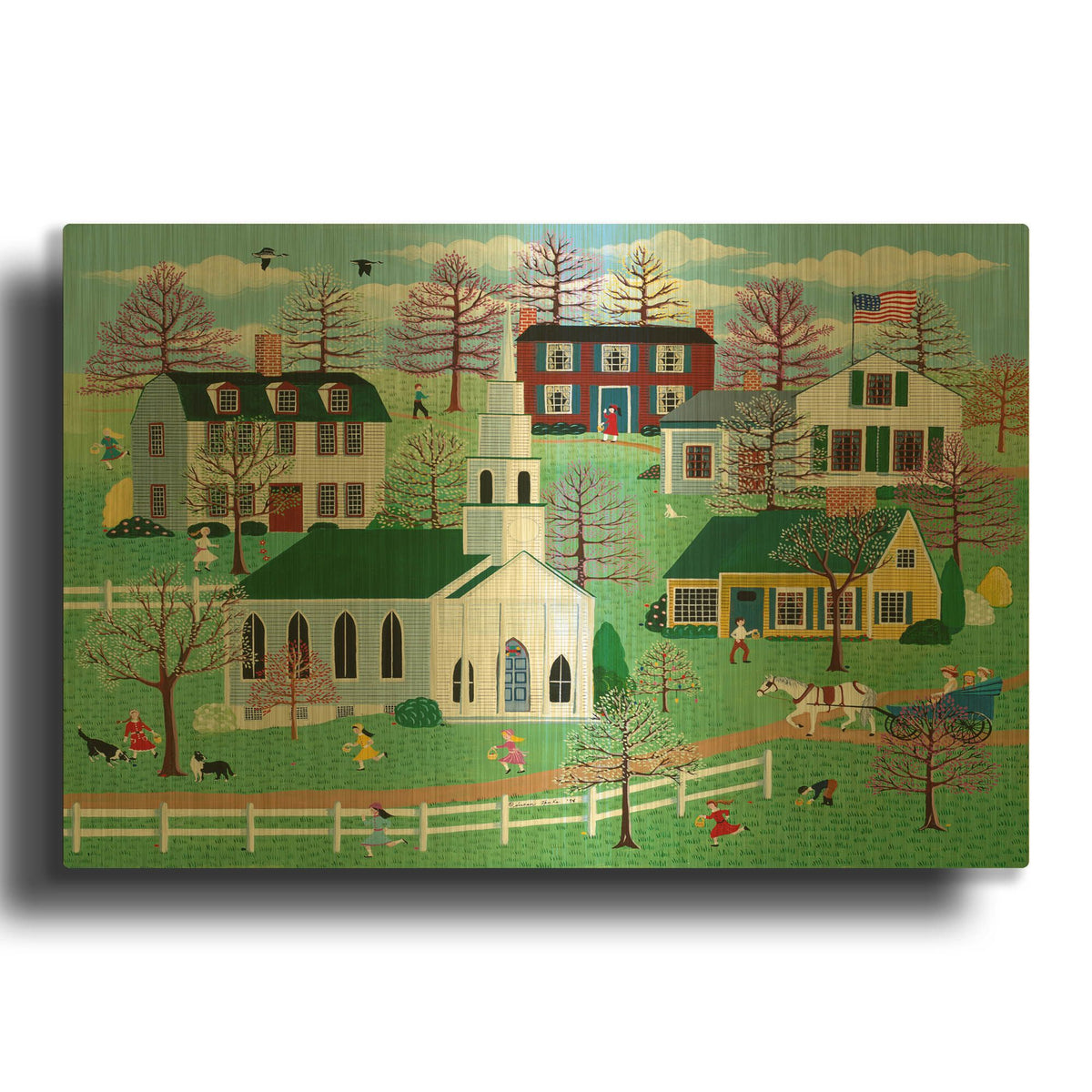 'Springtime Egg Hunt' By Susan Henke Fine Art Gold Metal Wall Art