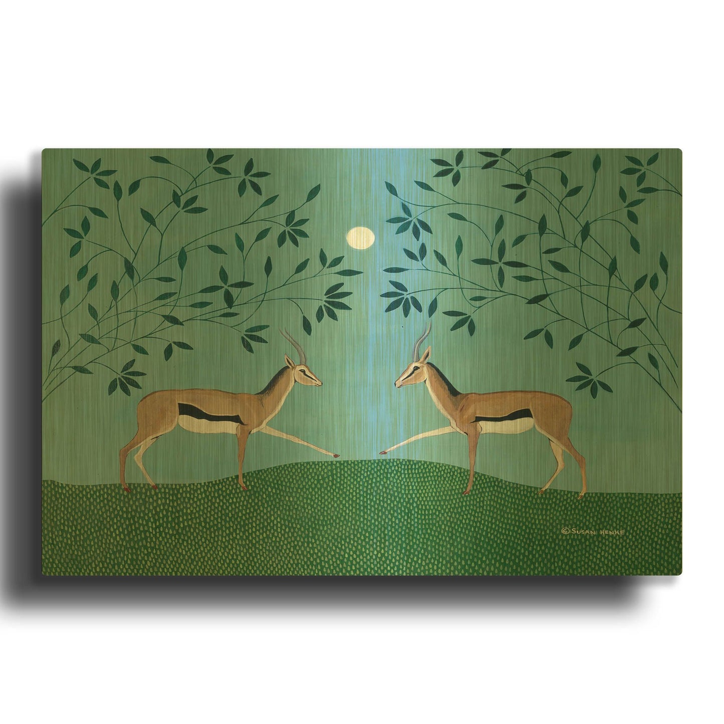 'The Gazelles Greeting' By Susan Henke Fine Art Gold Metal Wall Art