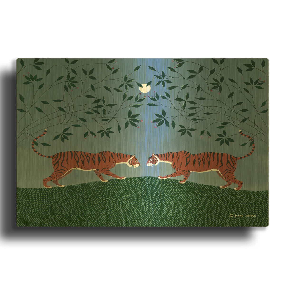 'Twilight Tigers' By Susan Henke Fine Art Gold Metal Wall Art