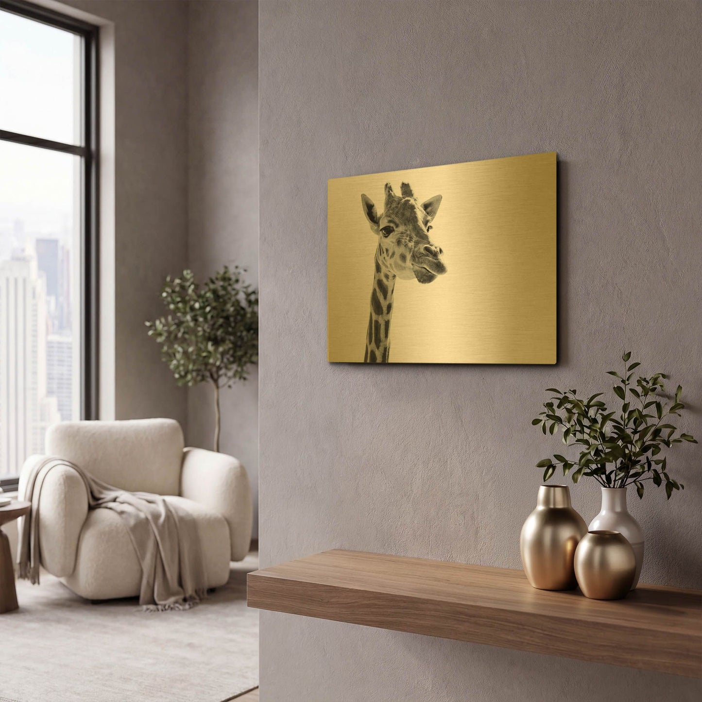 'Giraffe Expressionism' By SD Smart Gold Metal Wall Art