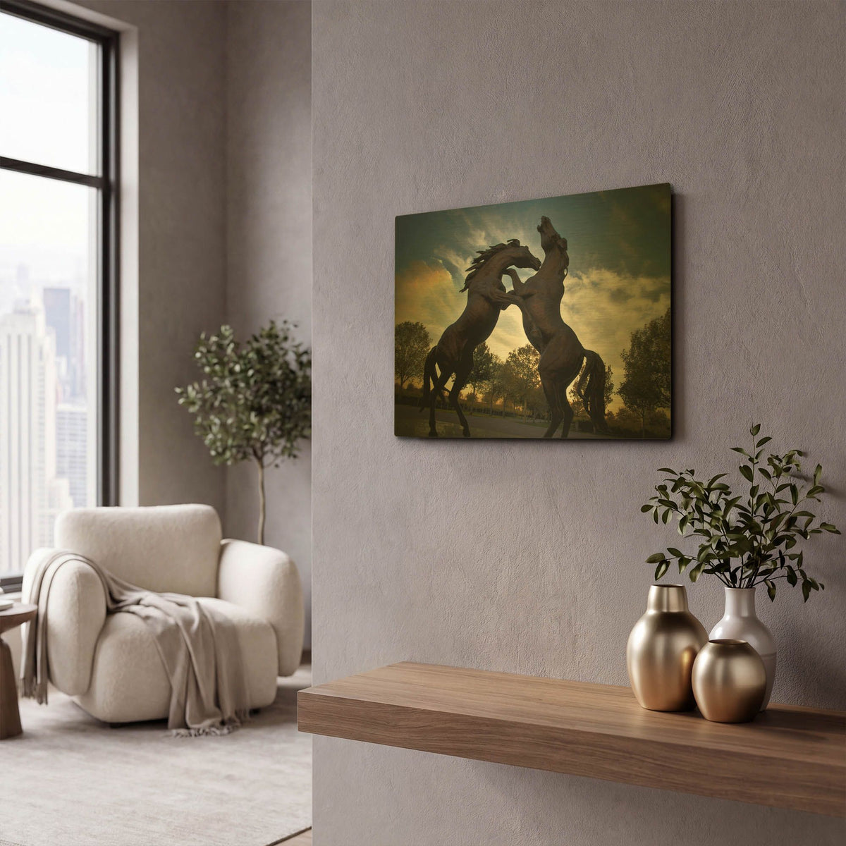 'Stallions' By SD Smart Gold Metal Wall Art