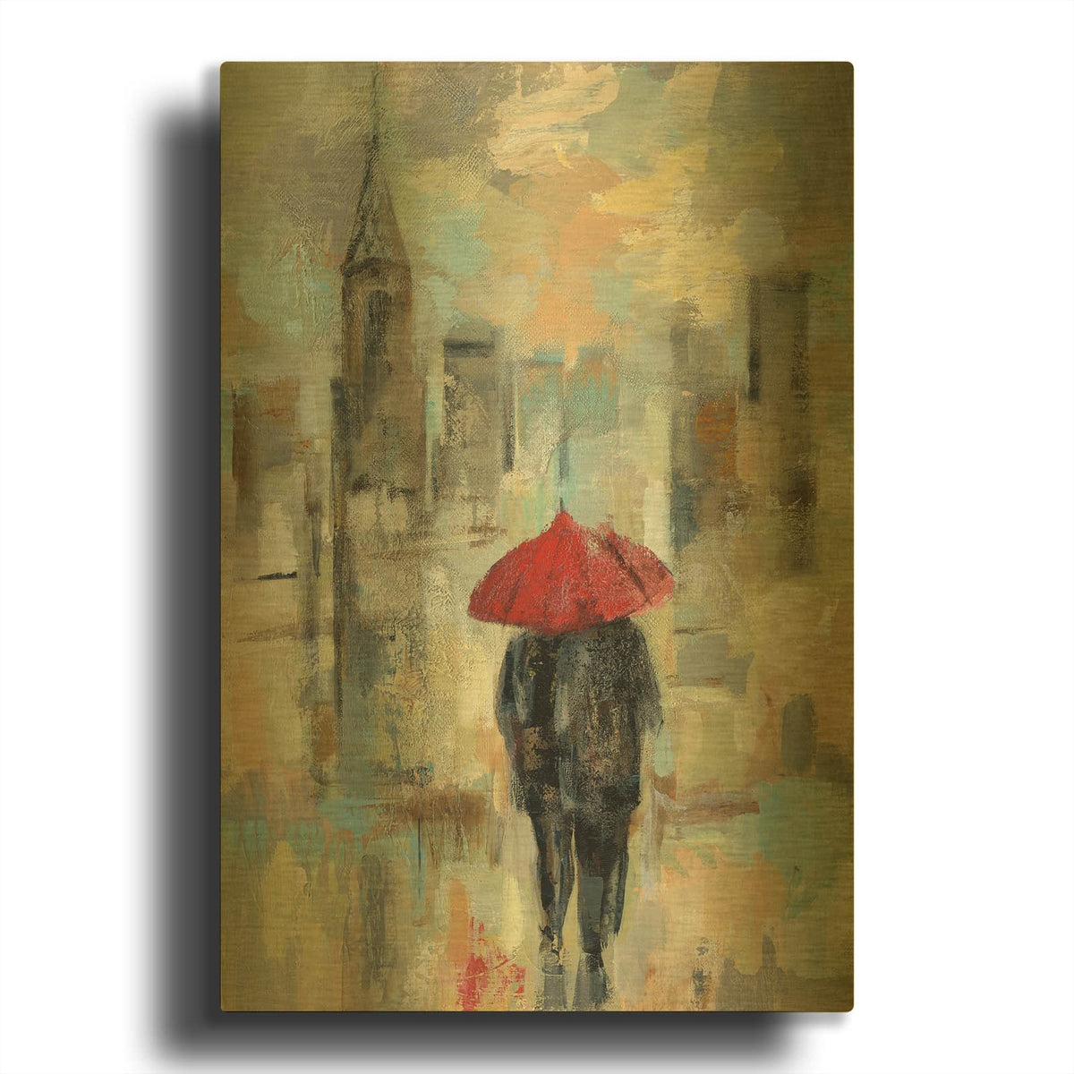 'Rain in the City I' By Silvia Vassileva Gold Metal Wall Art