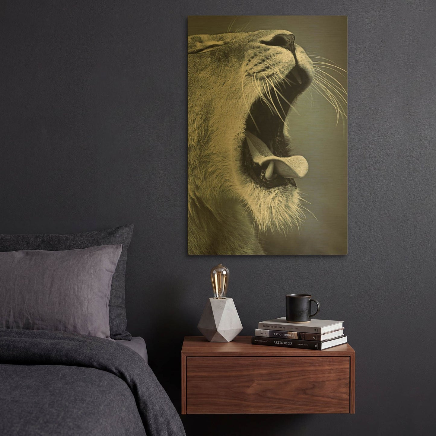'Yawn' By SD Smart Gold Metal Wall Art