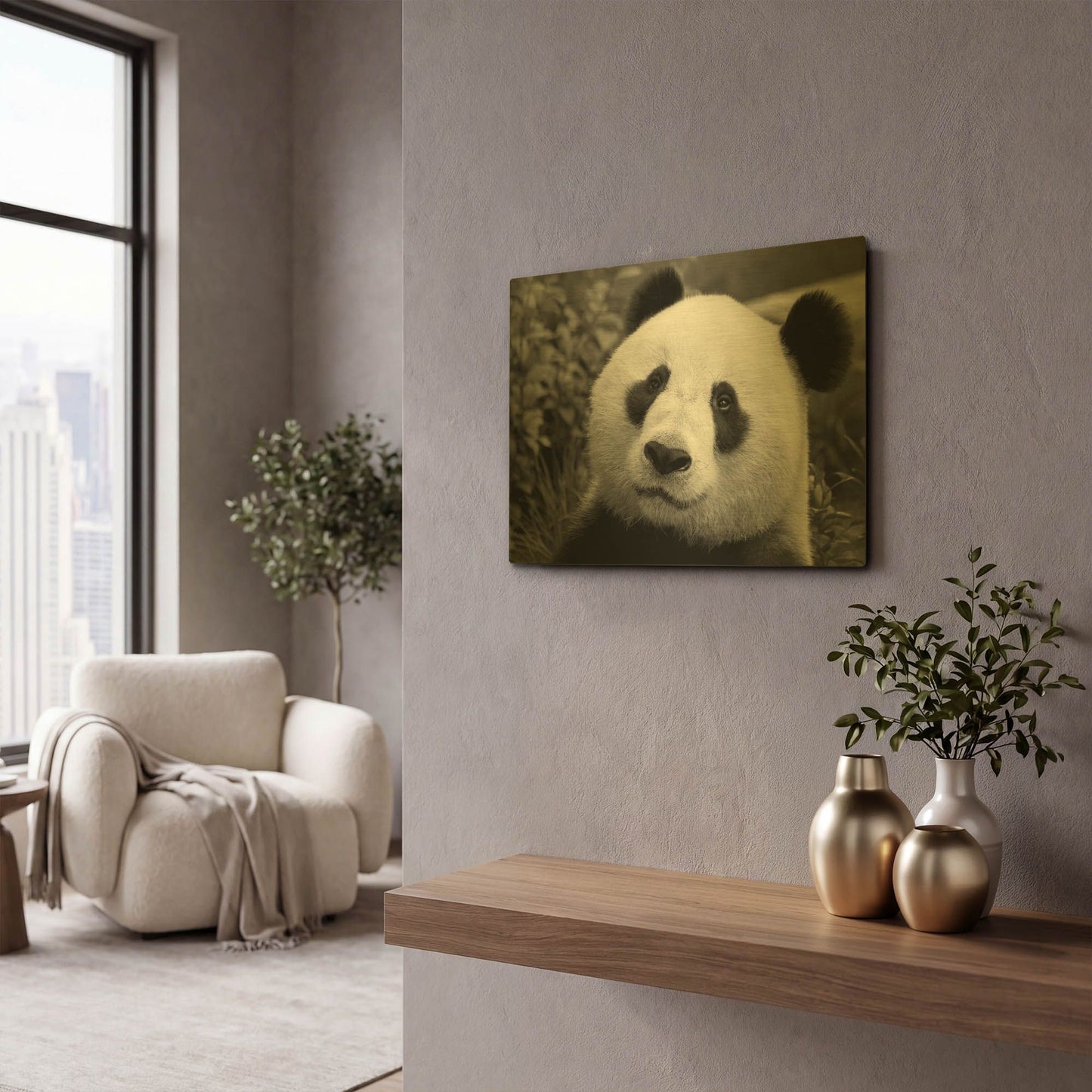 'Giant Panda' By SD Smart Gold Metal Wall Art