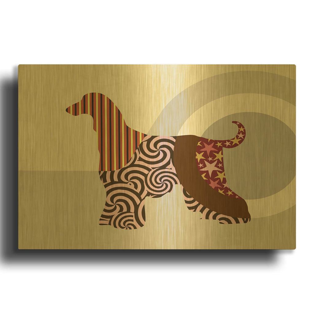 'Afghan Hound Dog' By Lanre Adefioyue Gold Metal Wall Art