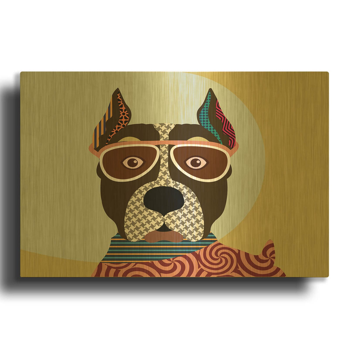 'American Staffordshire Terrier' By Lanre Adefioyue Gold Metal Wall Art