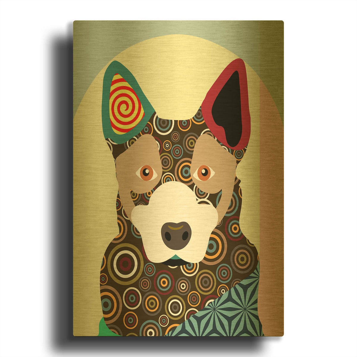 'Australian Cattle Dog' By Lanre Adefioyue Gold Metal Wall Art