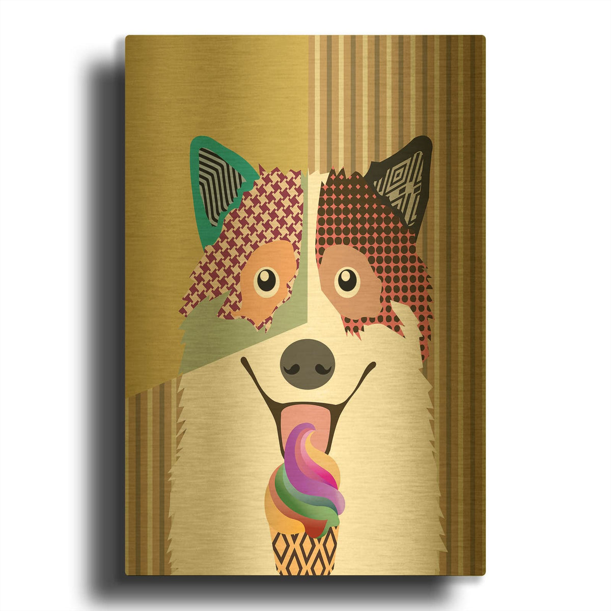 'Bangkaew Dog' By Lanre Adefioyue Gold Metal Wall Art