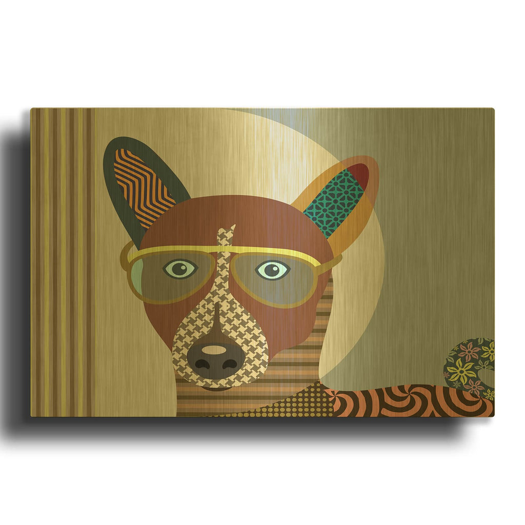 'Basenji Dog' By Lanre Adefioyue Gold Metal Wall Art