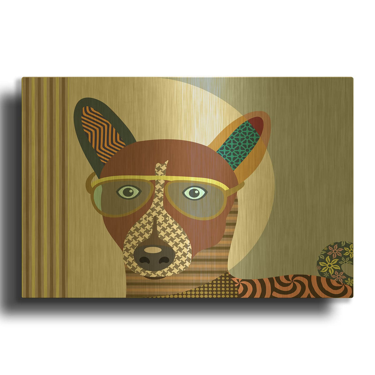 'Basenji Dog' By Lanre Adefioyue Gold Metal Wall Art