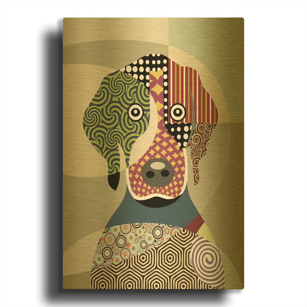 'Beagle Dog I' By Lanre Adefioyue Gold Metal Wall Art