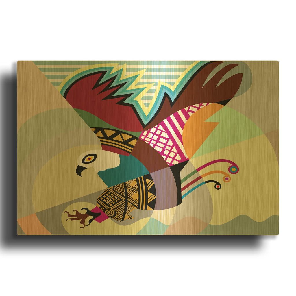 'The Eagle' By Lanre Adefioyue Gold Metal Wall Art