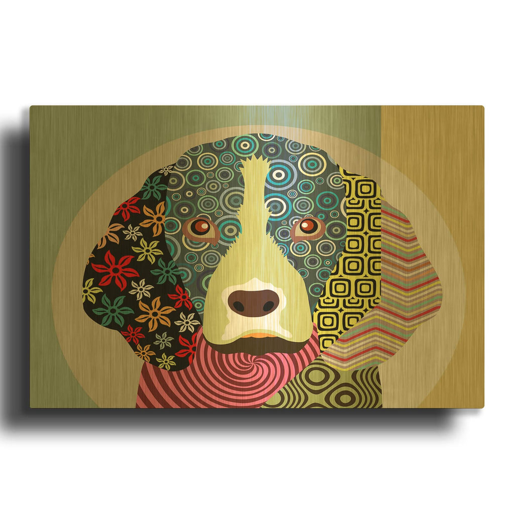 'Beagle Dog III' By Lanre Adefioyue Gold Metal Wall Art