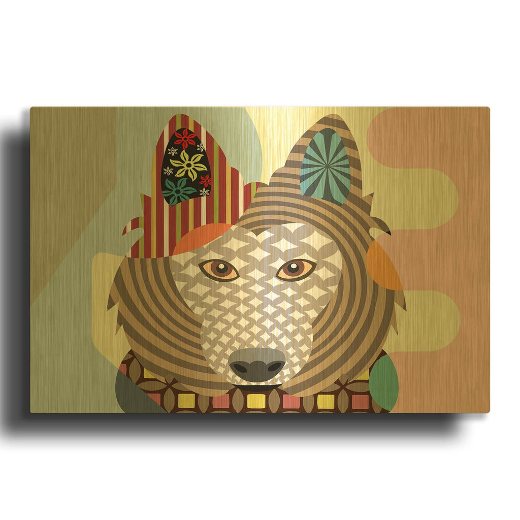 'Belgian Sheepdog' By Lanre Adefioyue Gold Metal Wall Art