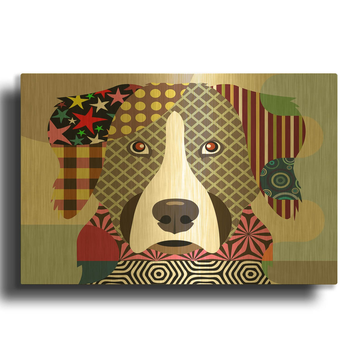 'Bernese Mountain Dog' By Lanre Adefioyue Gold Metal Wall Art