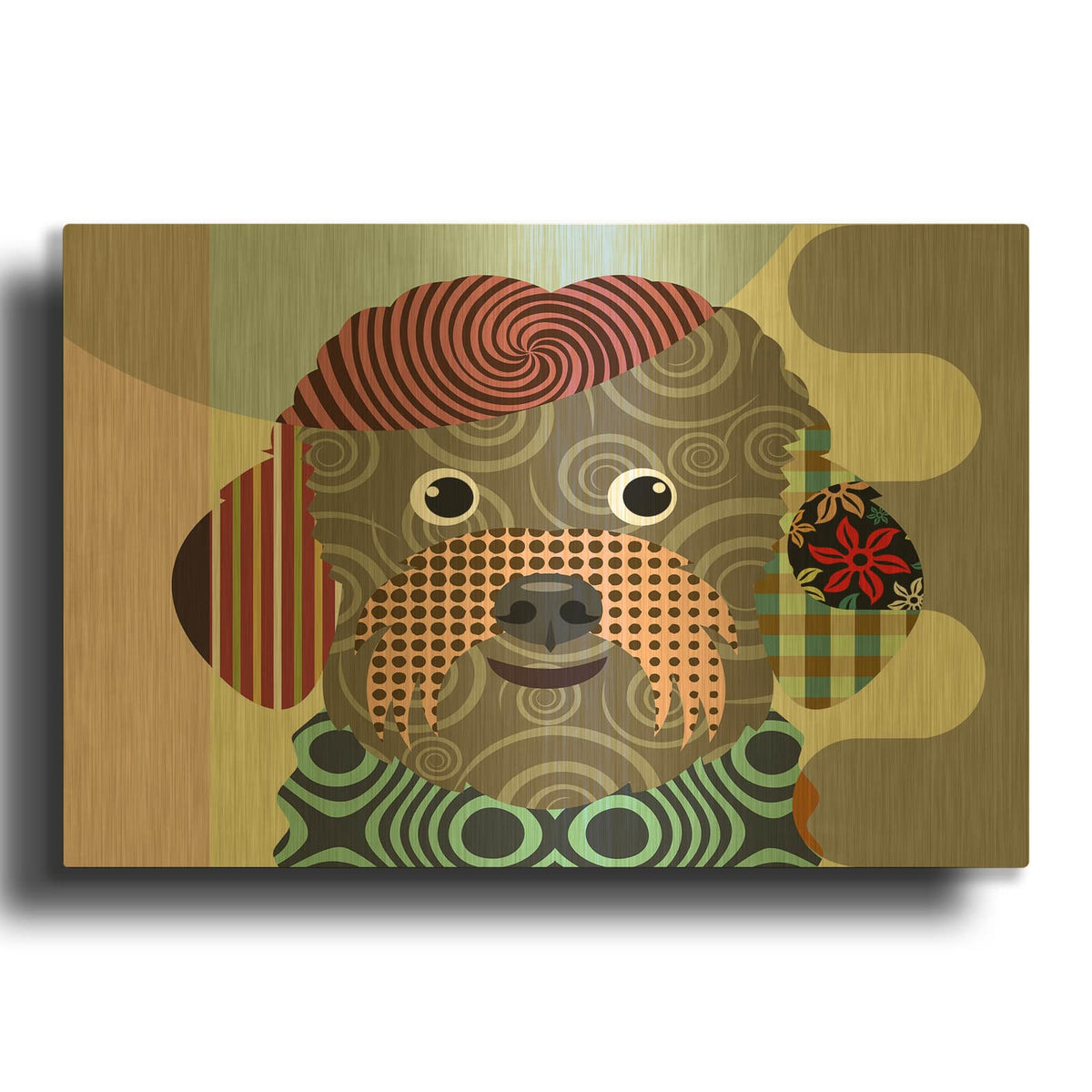 'Bichon Frise Dog' By Lanre Adefioyue Gold Metal Wall Art