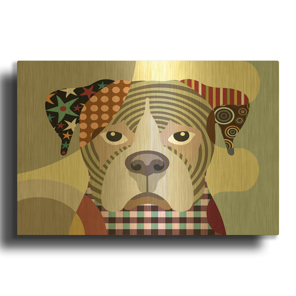 'Boxer Dog' By Lanre Adefioyue Gold Metal Wall Art