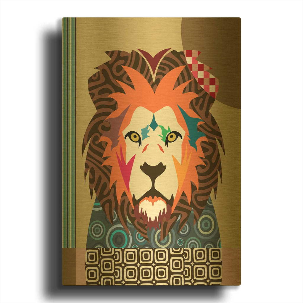'Cecil The Lion' By Lanre Adefioyue Gold Metal Wall Art