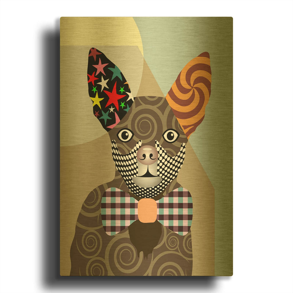 'Chihuahua Dog' By Lanre Adefioyue Gold Metal Wall Art