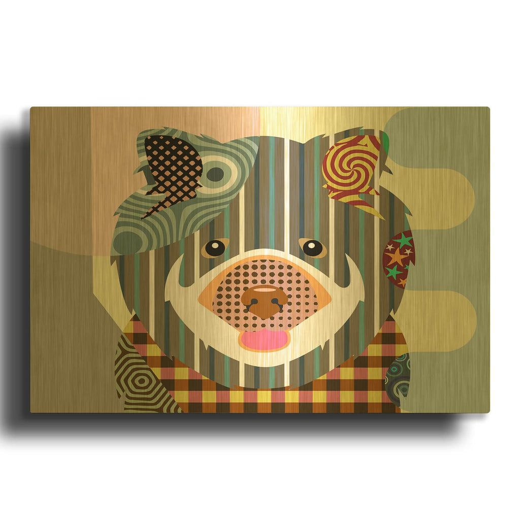 'Chow Chow' By Lanre Adefioyue Gold Metal Wall Art