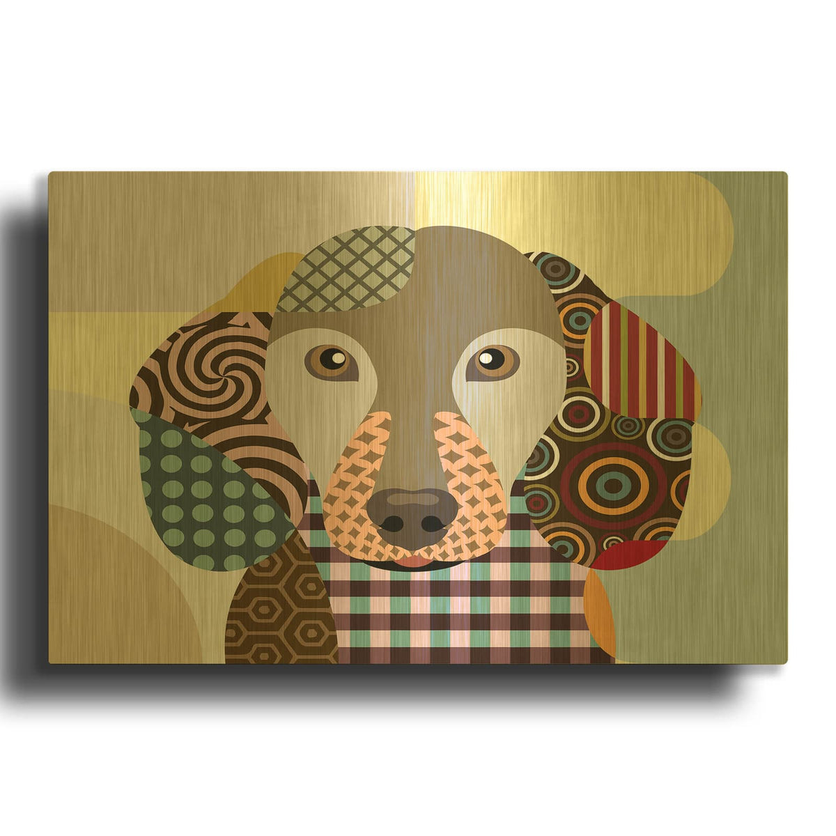 'Dachshund' By Lanre Adefioyue Gold Metal Wall Art