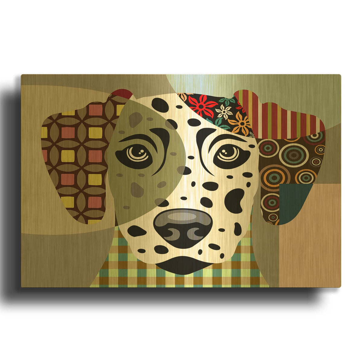 'Dalmatian Dog' By Lanre Adefioyue Gold Metal Wall Art