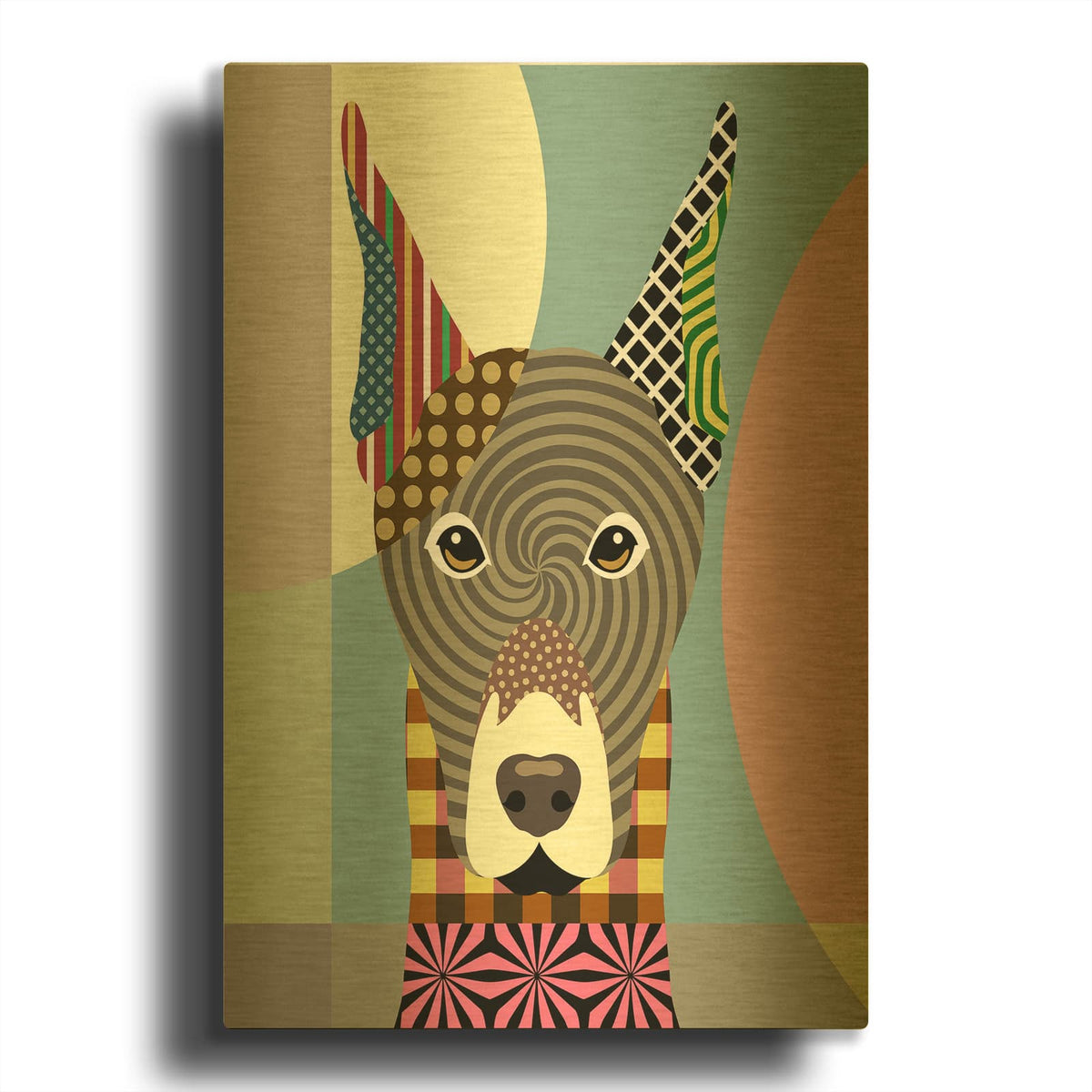 'Doberman Pinscher' By Lanre Adefioyue Gold Metal Wall Art