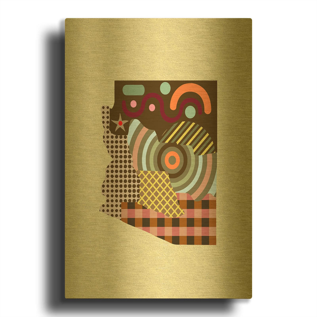 'Arizona State Map' By Lanre Adefioyue Gold Metal Wall Art