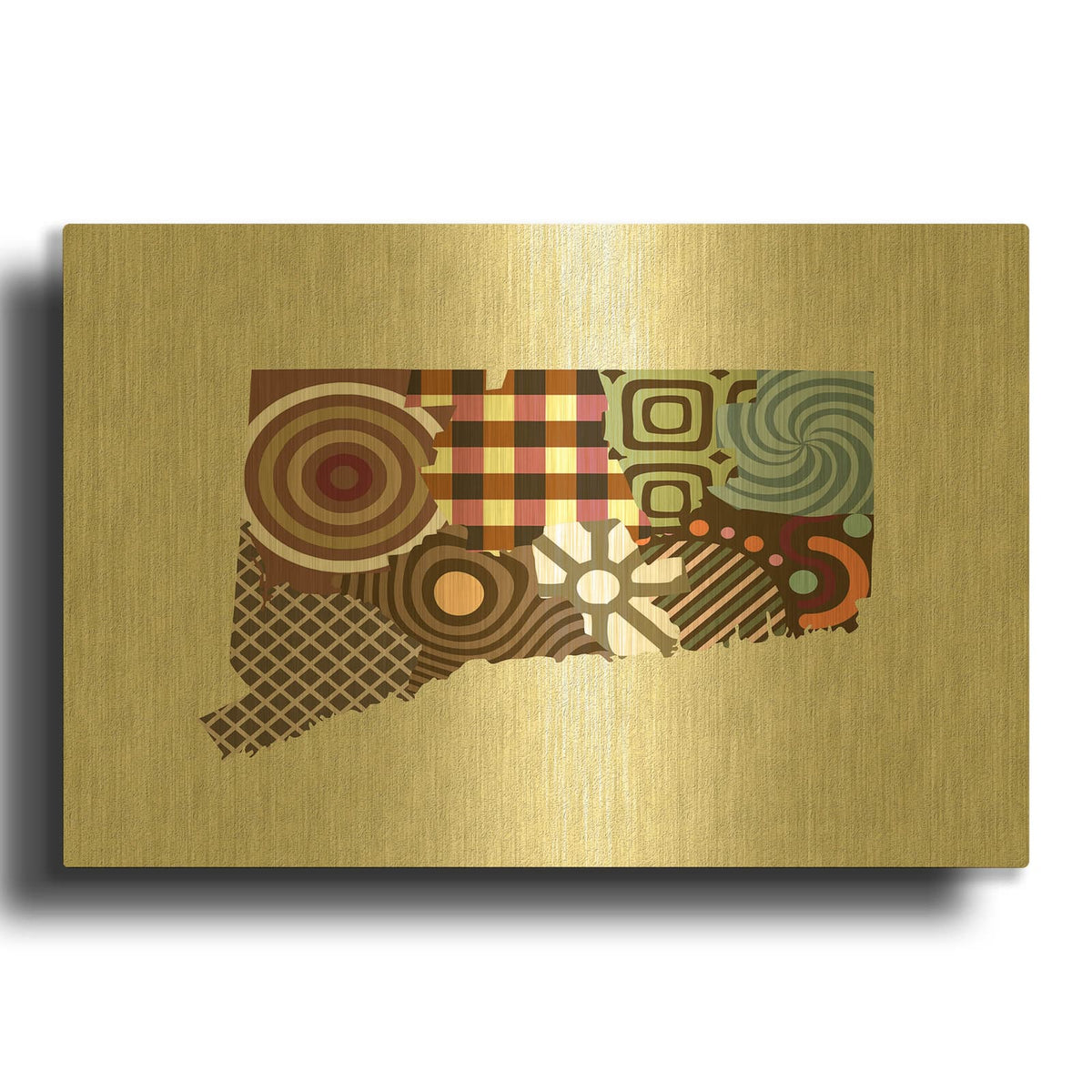 'Connecticut State Map' By Lanre Adefioyue Gold Metal Wall Art