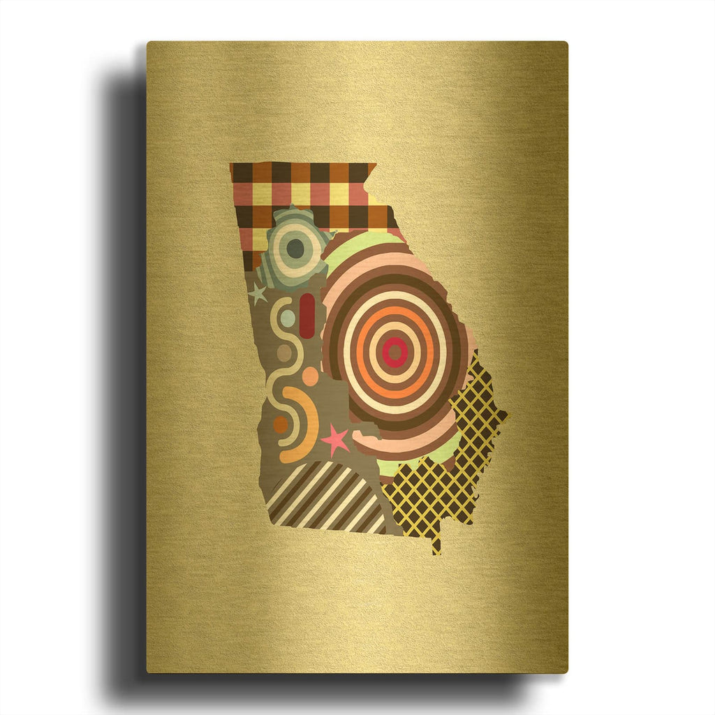 'Georgia State Map' By Lanre Adefioyue Gold Metal Wall Art