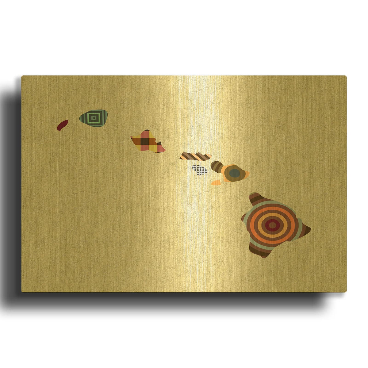 'Hawaii State Map' By Lanre Adefioyue Gold Metal Wall Art