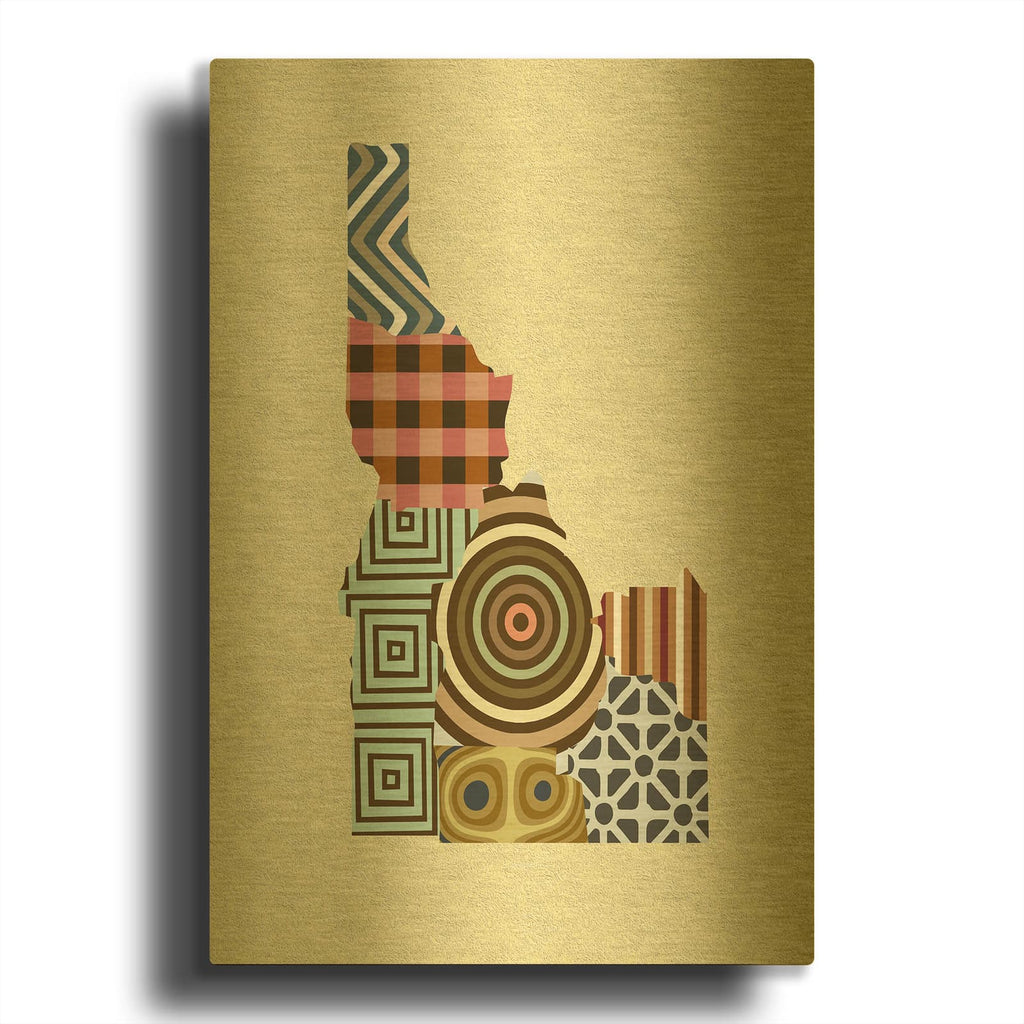 'Idaho State Map' By Lanre Adefioyue Gold Metal Wall Art