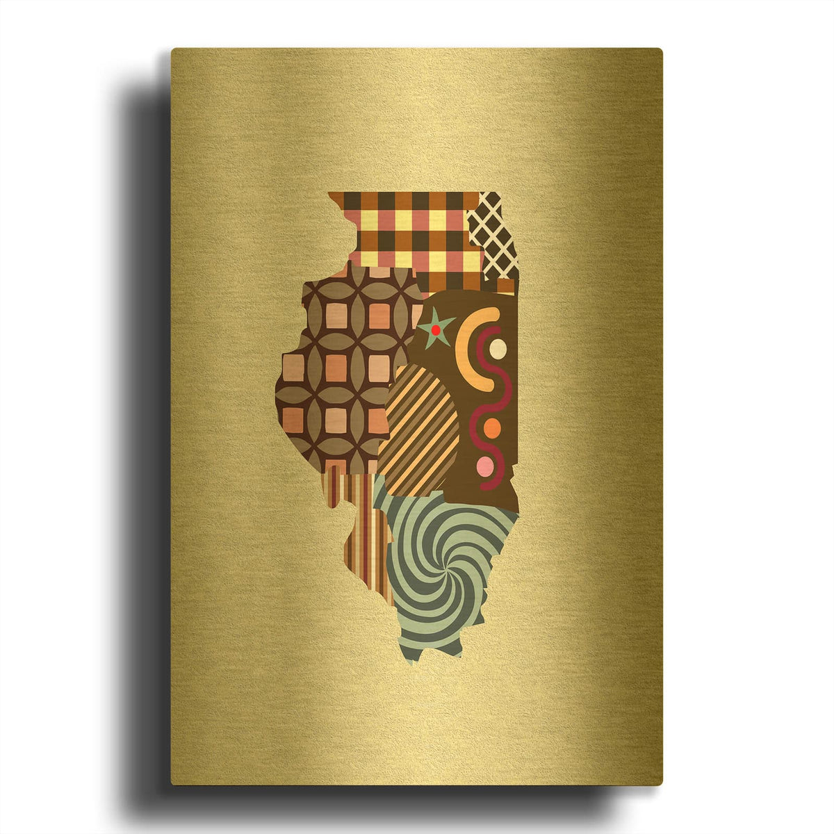 'Illinois State Map' By Lanre Adefioyue Gold Metal Wall Art
