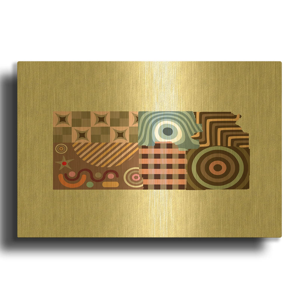 'Kansas State Map' By Lanre Adefioyue Gold Metal Wall Art