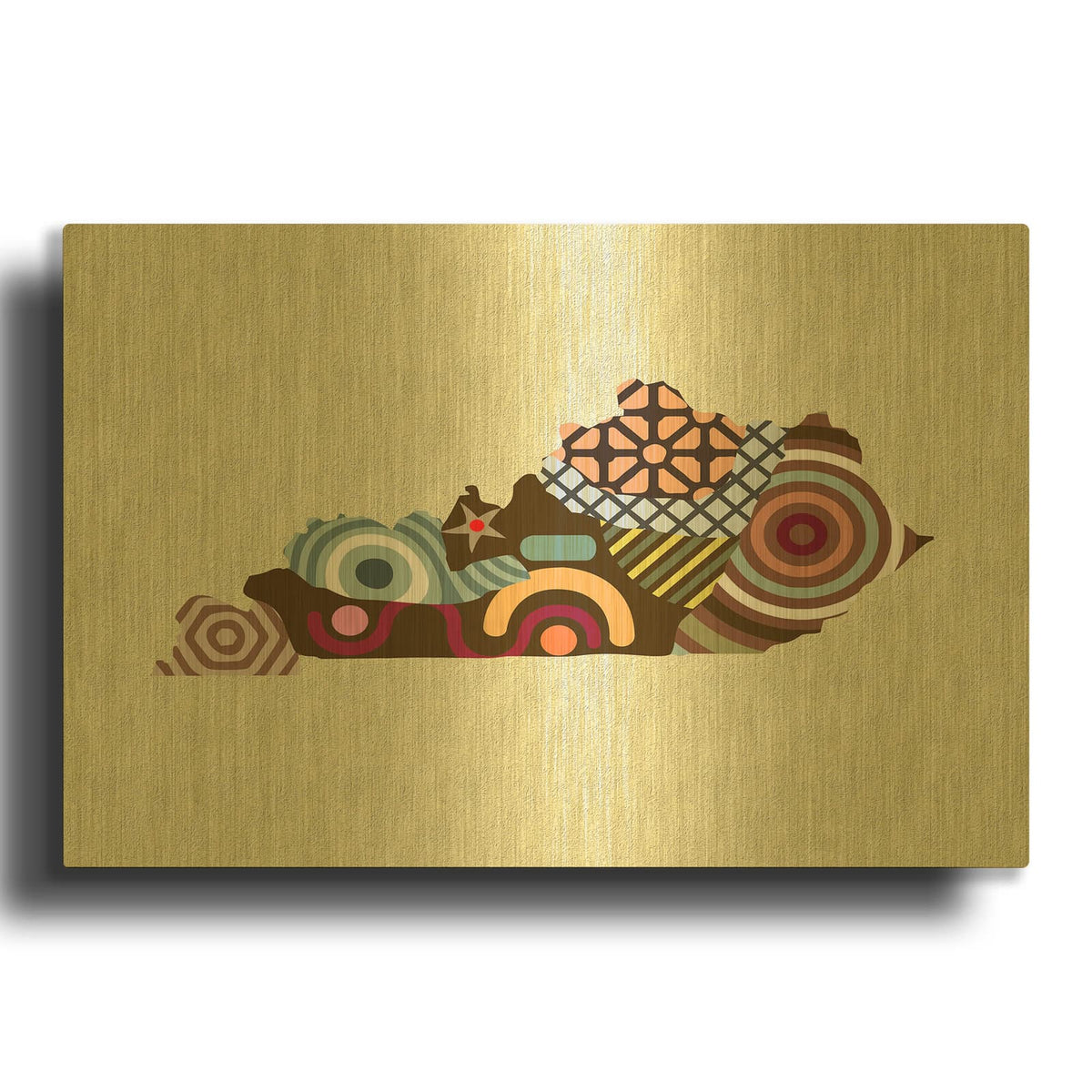 'Kentucky State Map' By Lanre Adefioyue Gold Metal Wall Art