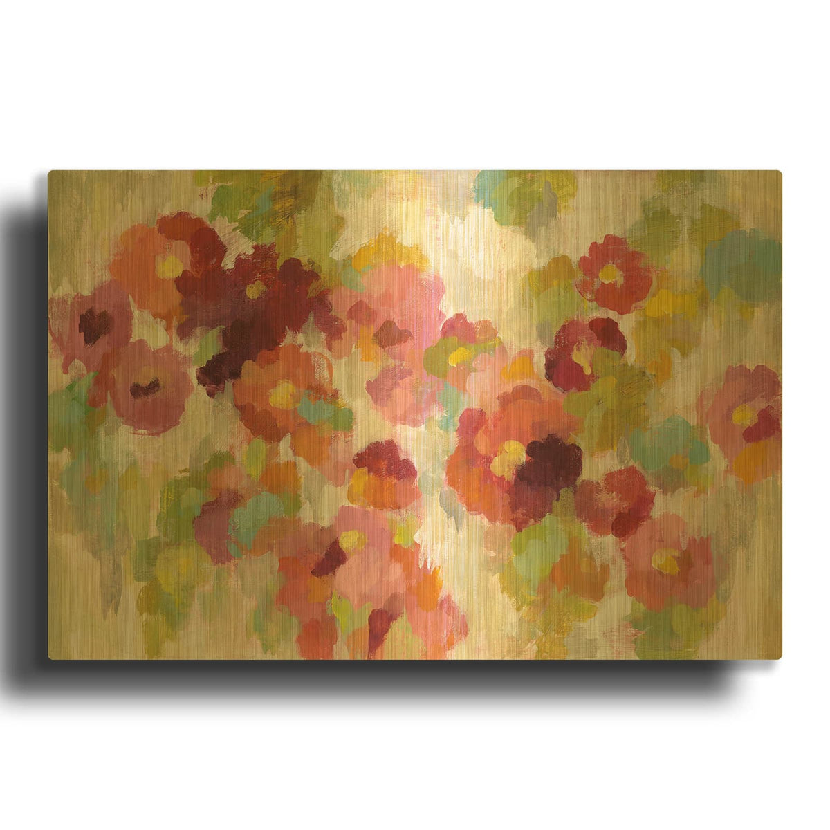 'Coral and Emerald Garden I' By Silvia Vassileva Gold Metal Wall Art
