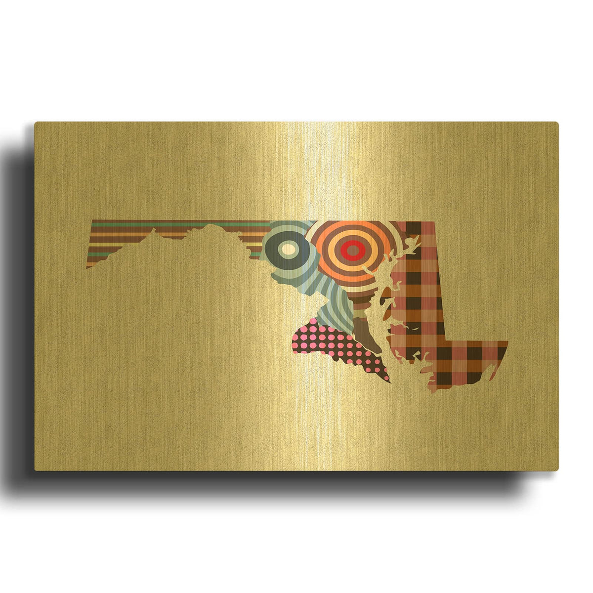 'Maryland State Map' By Lanre Adefioyue Gold Metal Wall Art