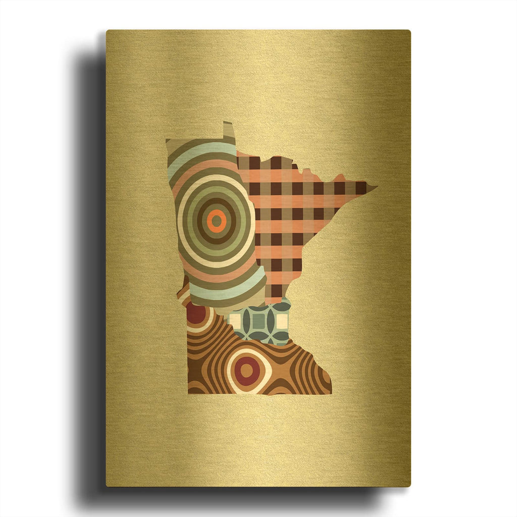 'Minnesota State Map' By Lanre Adefioyue Gold Metal Wall Art