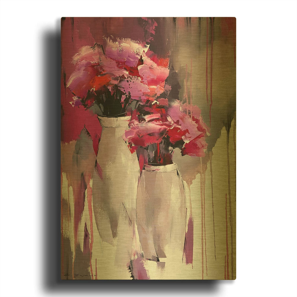 'Pink Bouquet' By Alexander Gunin Gold Metal Wall Art