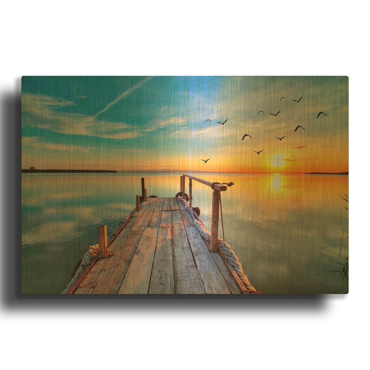 'Lakehouse Pier' By Luxe Gold Metal Wall Art