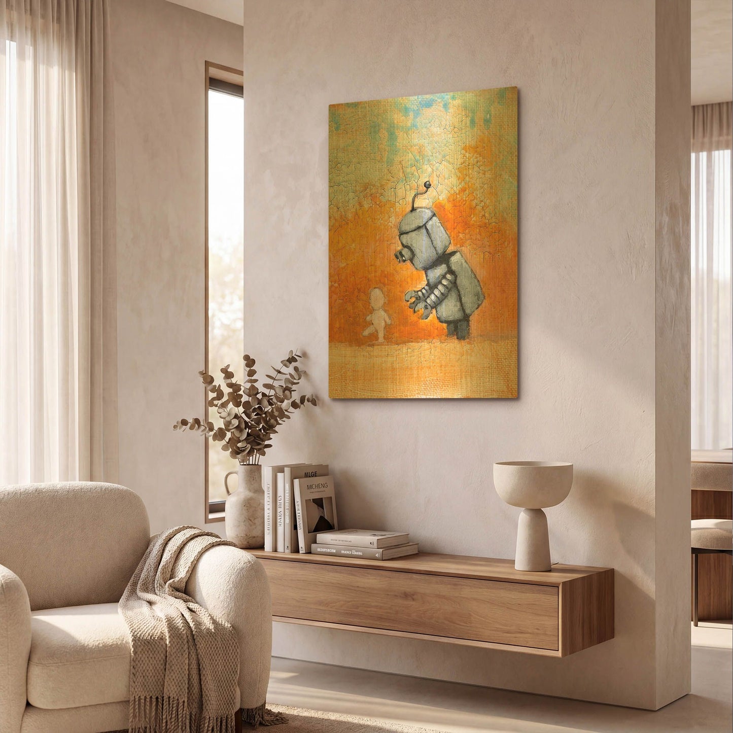'Bot Baby' By Craig Snodgrass Gold Metal Wall Art